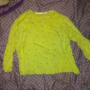 Lime shirt with purple flowers